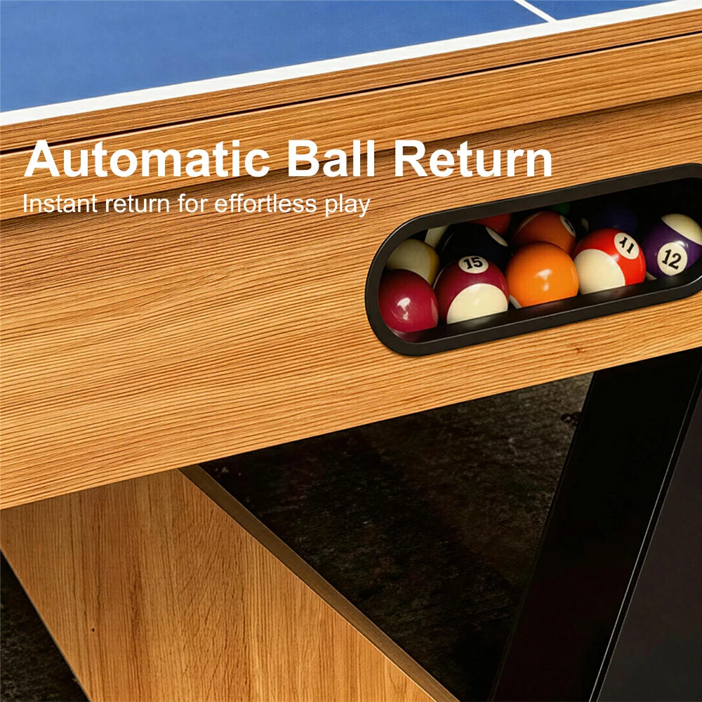 Pool Table with Ball Return and Wool Cloth, Full Accessories, 8ft