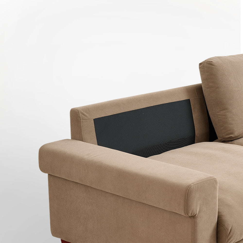 Modern minimalist double seat fabric sofa (light brown)
