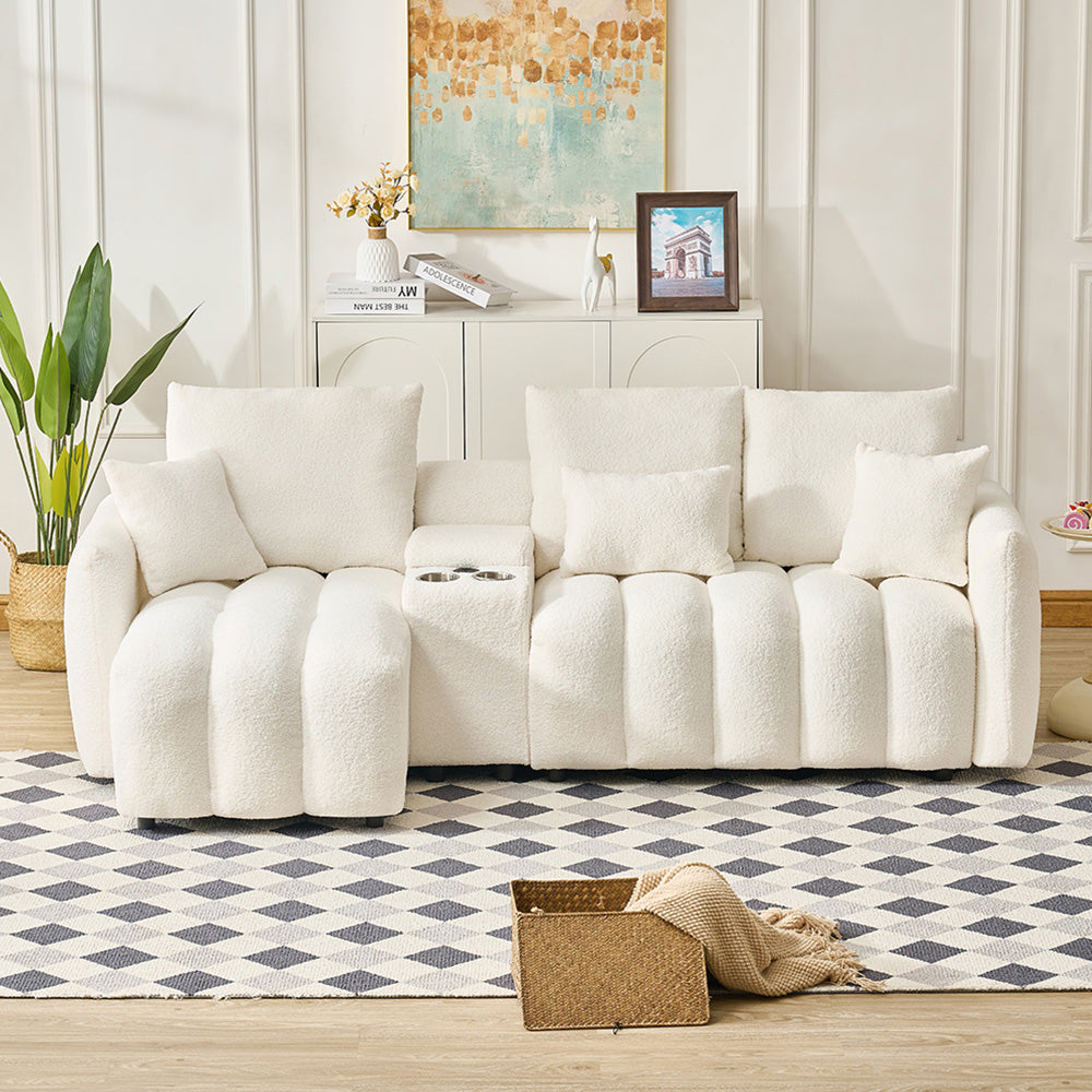 92-inch high-quality teddy fur fabric corner sofa