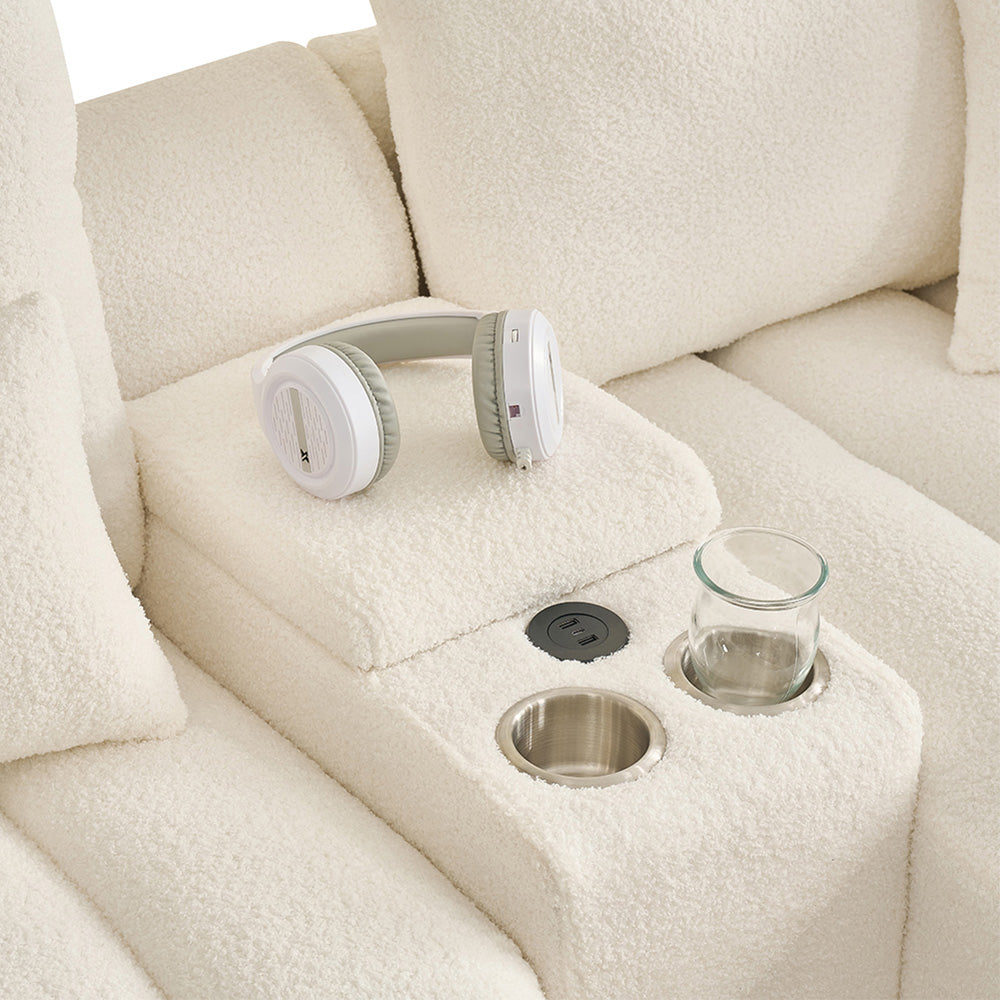 92-inch high-quality teddy fur fabric corner sofa