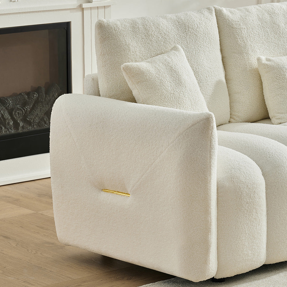 92-inch high-quality teddy fur fabric corner sofa