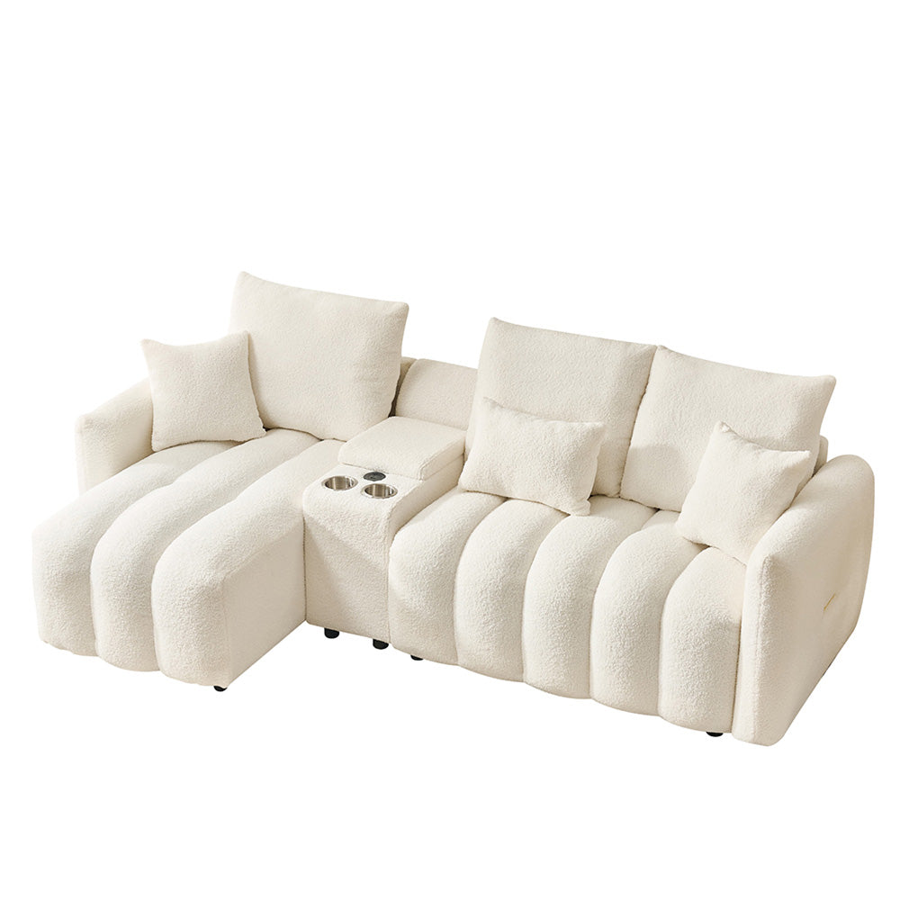 92-inch high-quality teddy fur fabric corner sofa