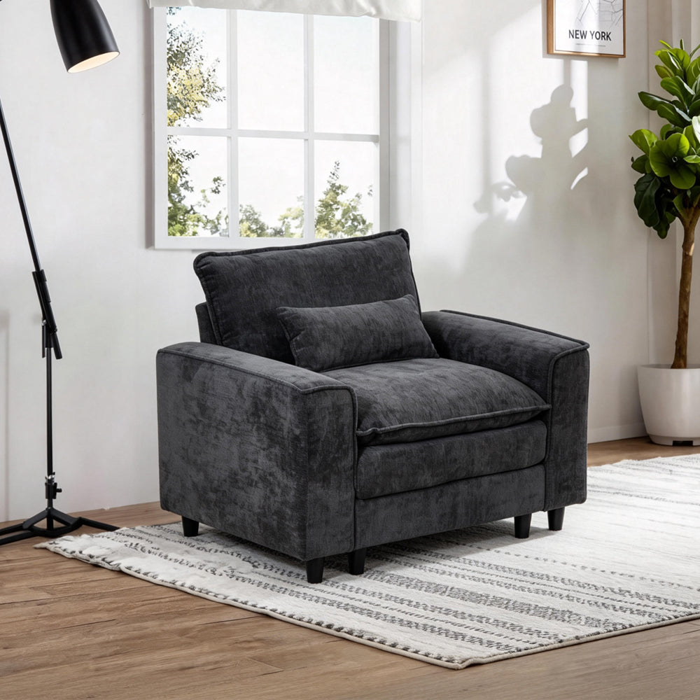 Comfort Combo: Single Sofa and Portable Footstool