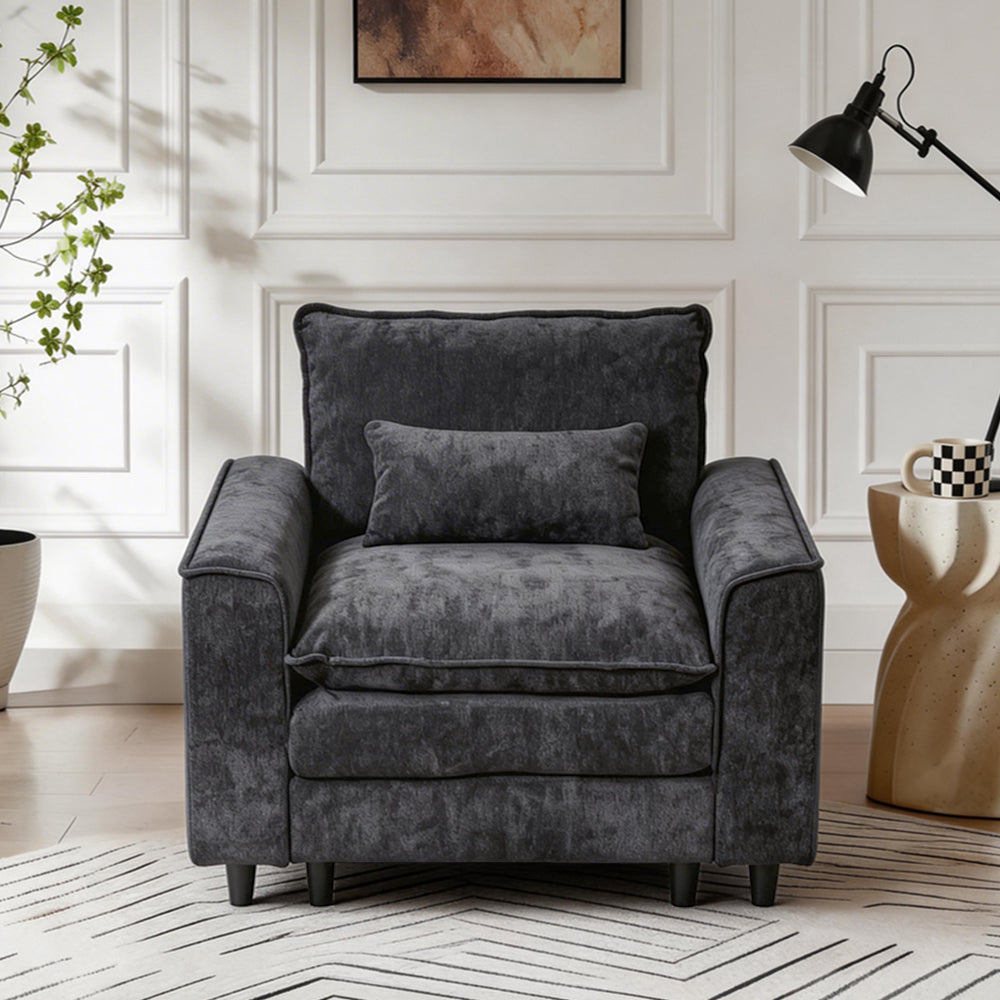 Comfort Combo: Single Sofa and Portable Footstool