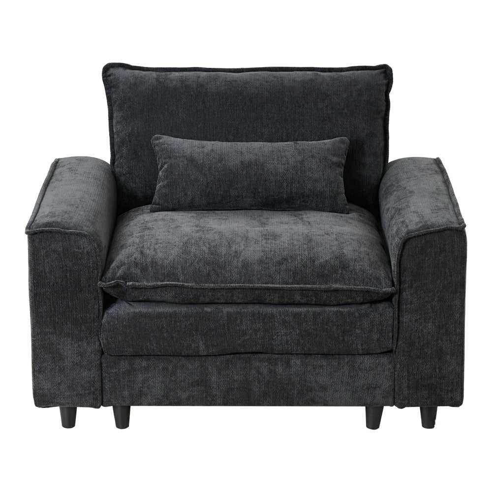 Comfort Combo: Single Sofa and Portable Footstool