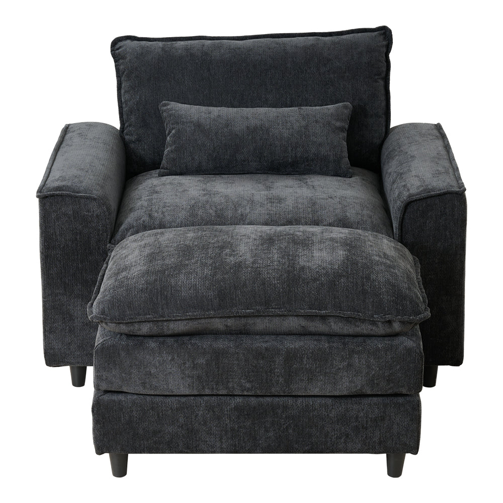 Comfort Combo: Single Sofa and Portable Footstool