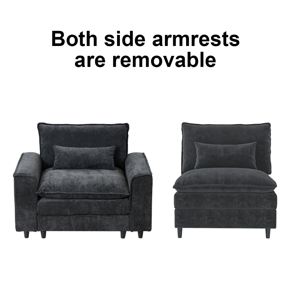 Comfort Combo: Single Sofa and Portable Footstool