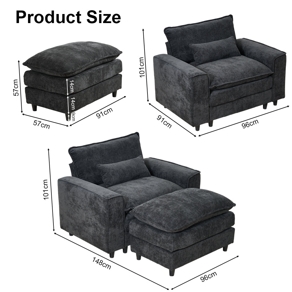 Comfort Combo: Single Sofa and Portable Footstool