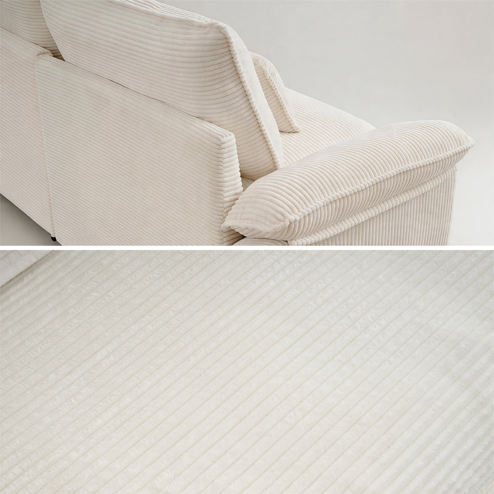 Sunlit Lazy Hours: Corduroy Wrap-Around Three-Seater Sofa
