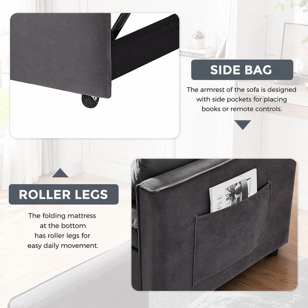 Fashionable Modern and Multi-functional Foldable Velvet Sofa Bed