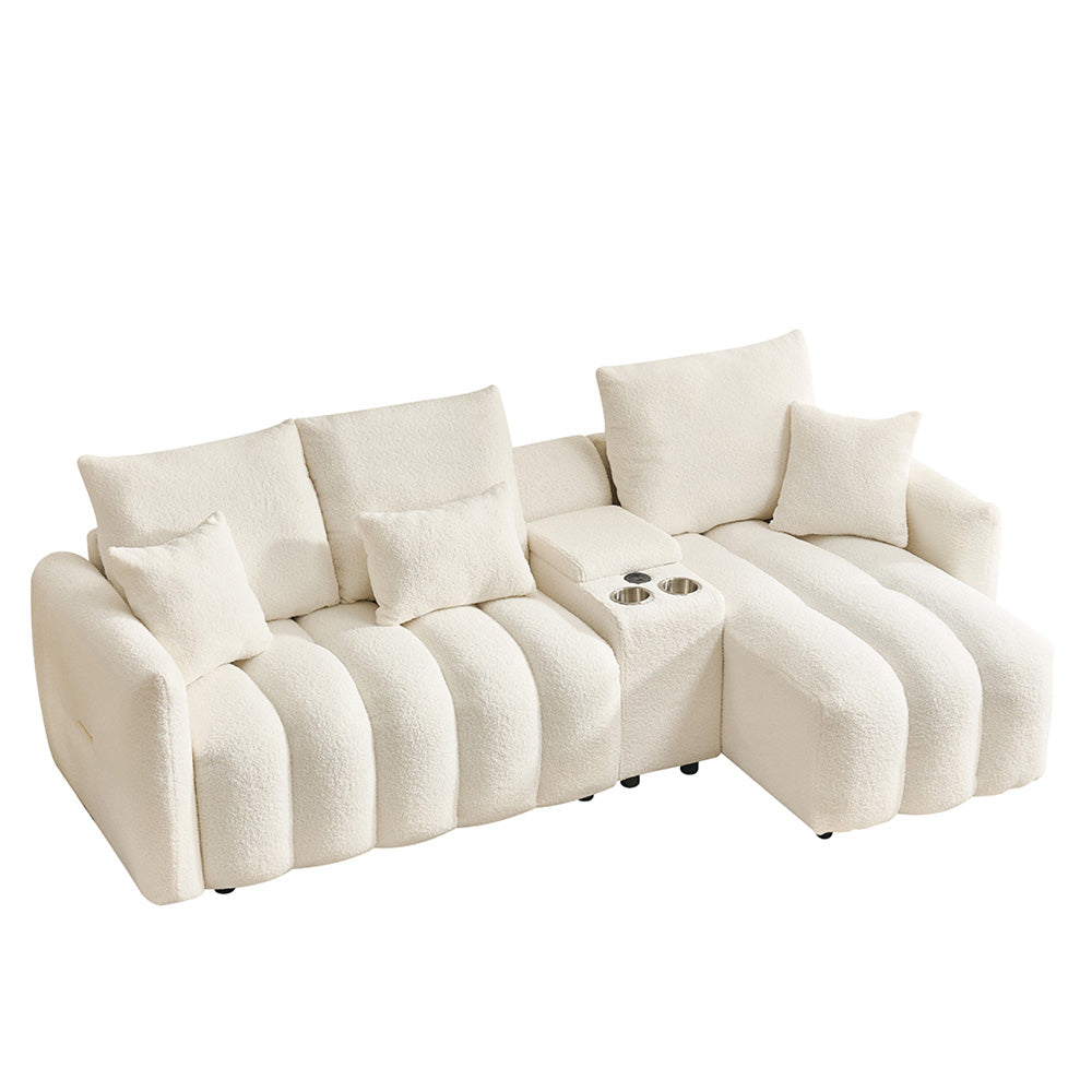 92-inch high-quality teddy fur fabric corner sofa