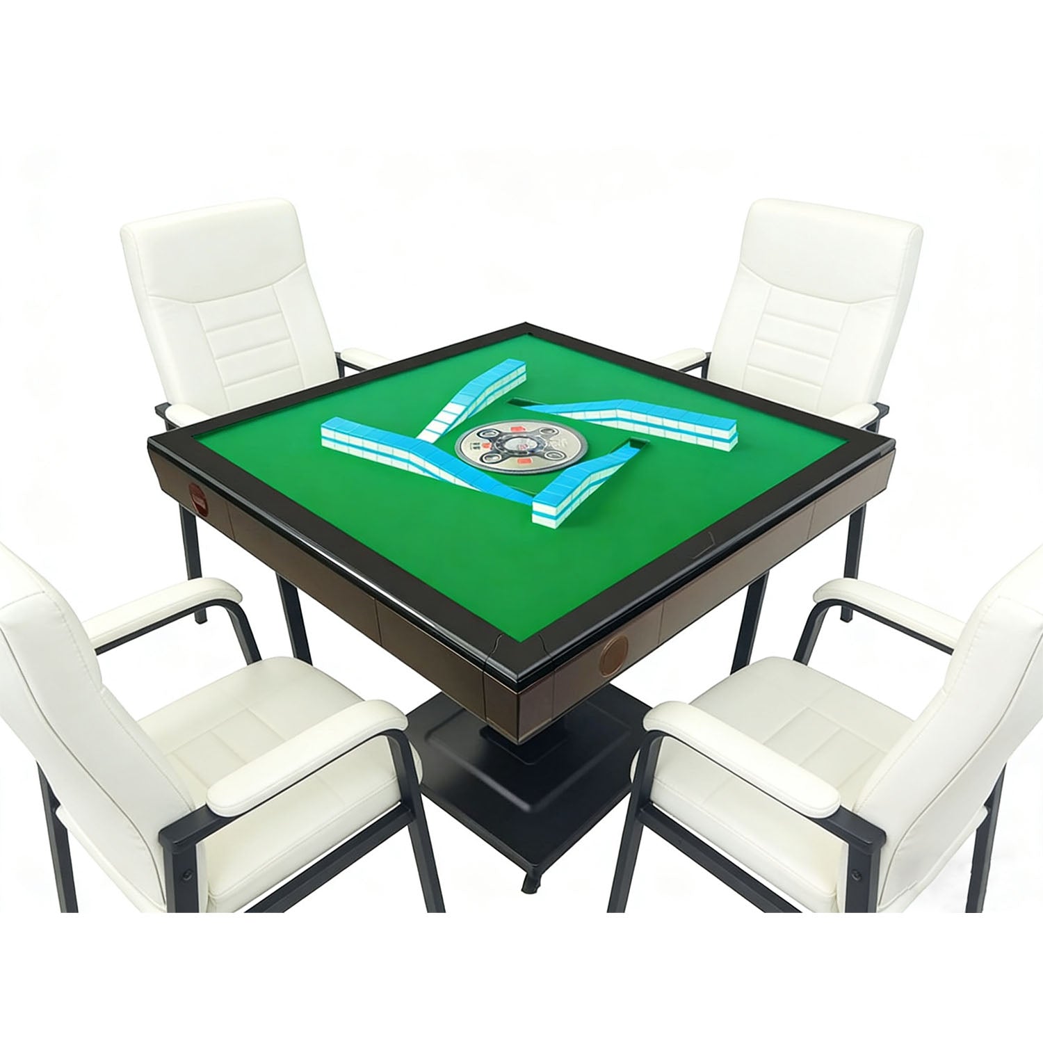 Eeeza Automatic Mahjong Table with 2 Set of Tiles, Green Tabletop