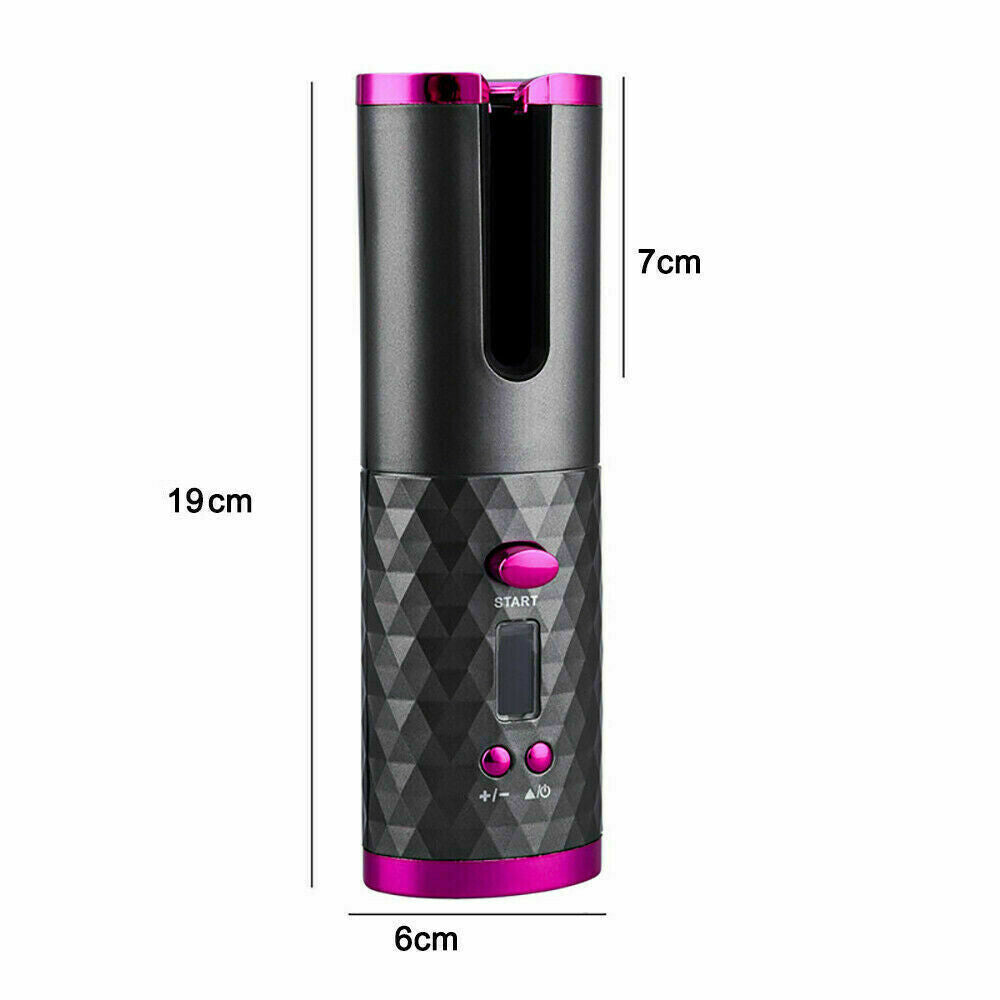 Cordless Automatic Wireless Hair Curler Rotating Handheld Function LCD Display
