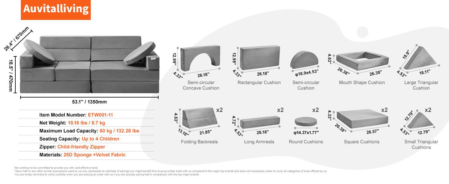 Auvitalliving Versatile Modular Block Sofa
