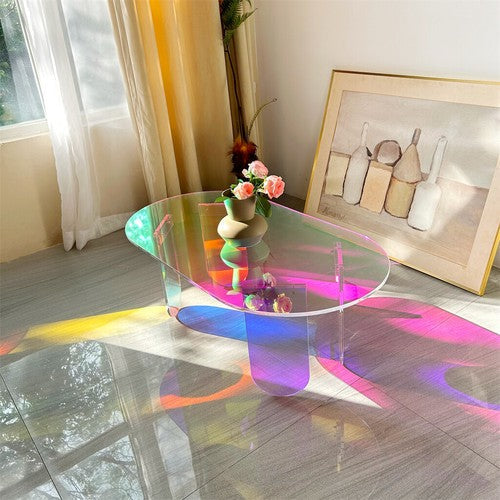 Gorgeous Iridescent Acrylic Side Table Cool Rainbow Coffee Table