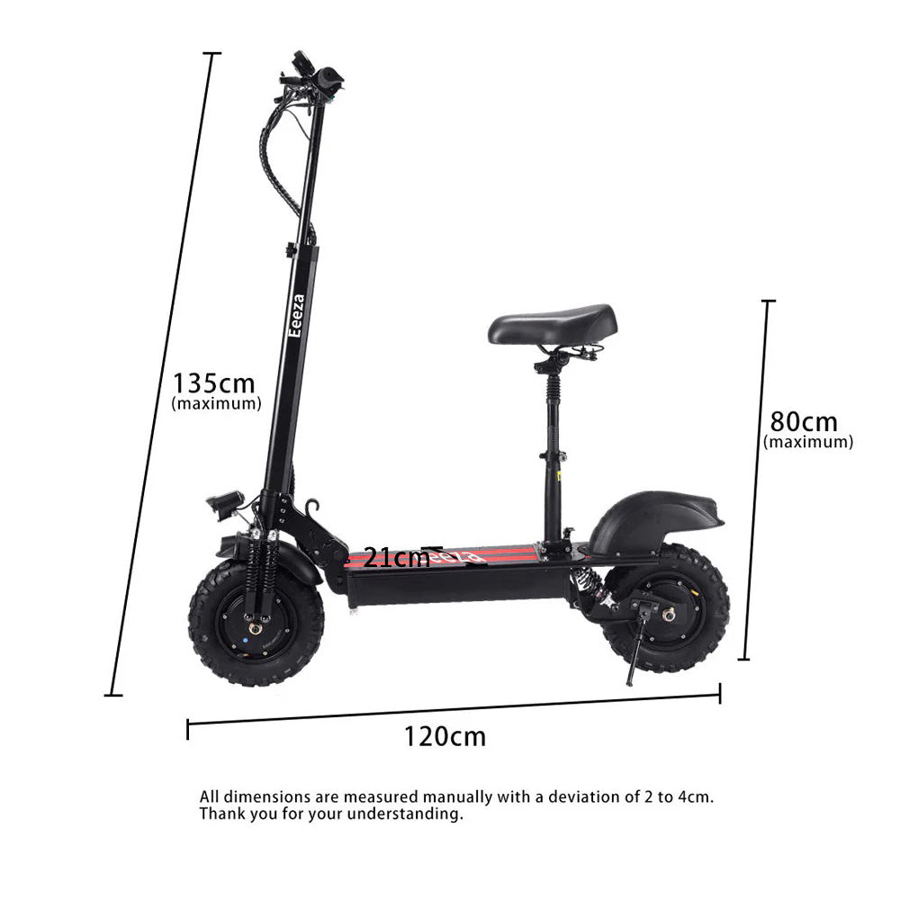 2000W Dual Motors 11-inch Electric Scooter - Black