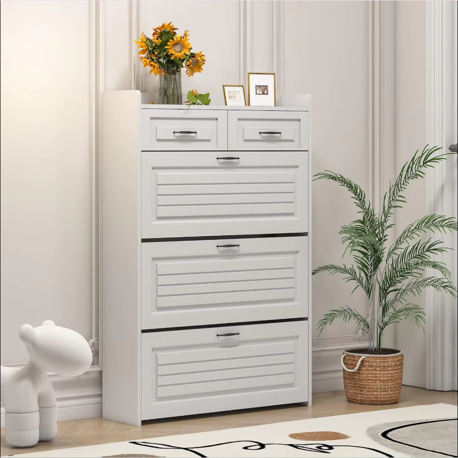 Shoe Storage Cabinet with 3 Flip Drawers, Freestanding Shoe Organizer for Entryway,