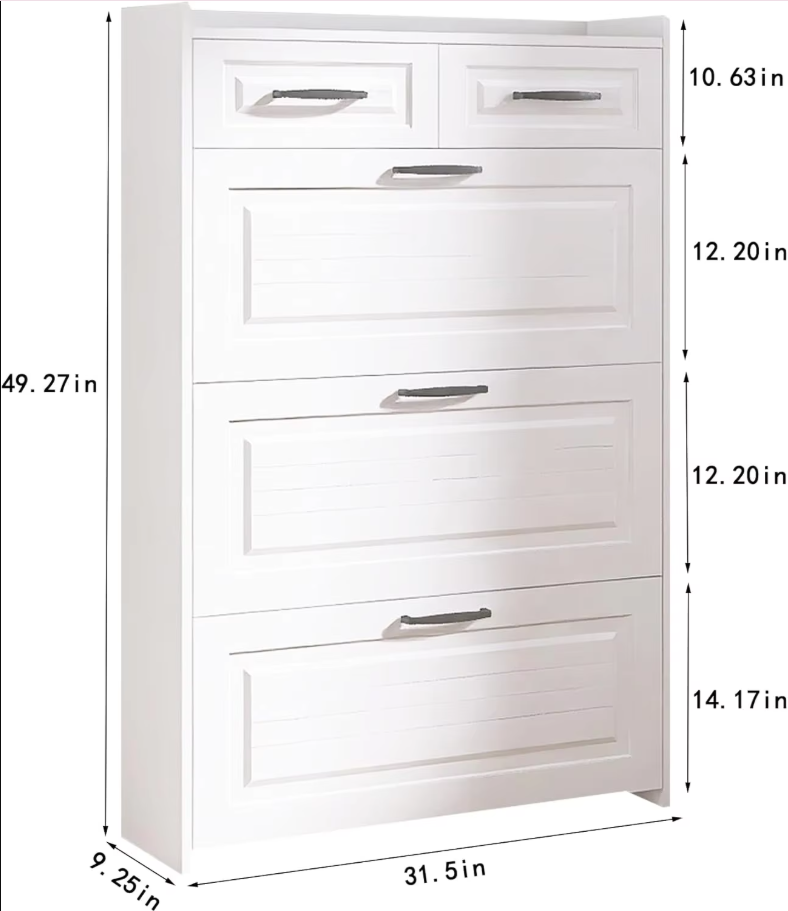 Shoe Storage Cabinet with 3 Flip Drawers, Freestanding Shoe Organizer for Entryway,