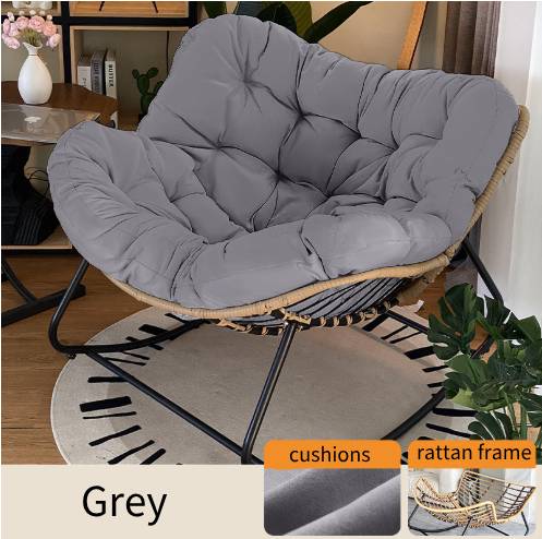 Indoor Outdoor Rocking Chair with Cushion, Oversized Patio Papasan Rocking Chair, Water Resistant Egg Royal Rocking Chair 450Lbs