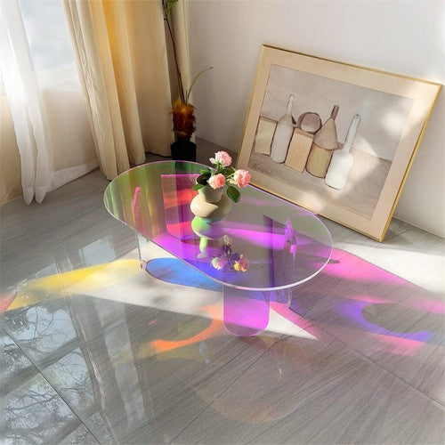 Gorgeous Iridescent Acrylic Side Table Cool Rainbow Coffee Table