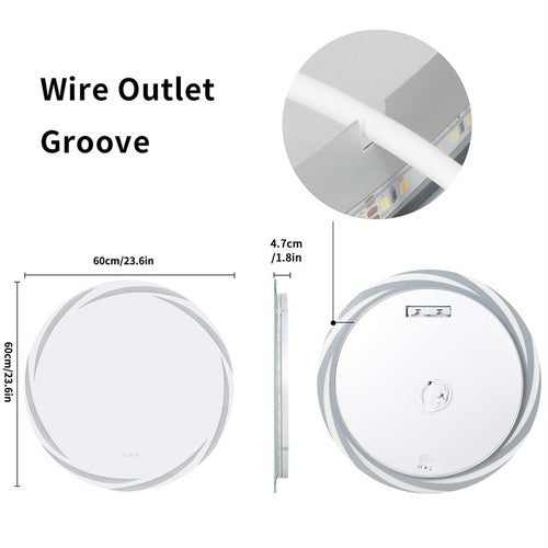Anti-fog LED Bathroom Mirror Backlit HD Vanity Mirror Shatterproof