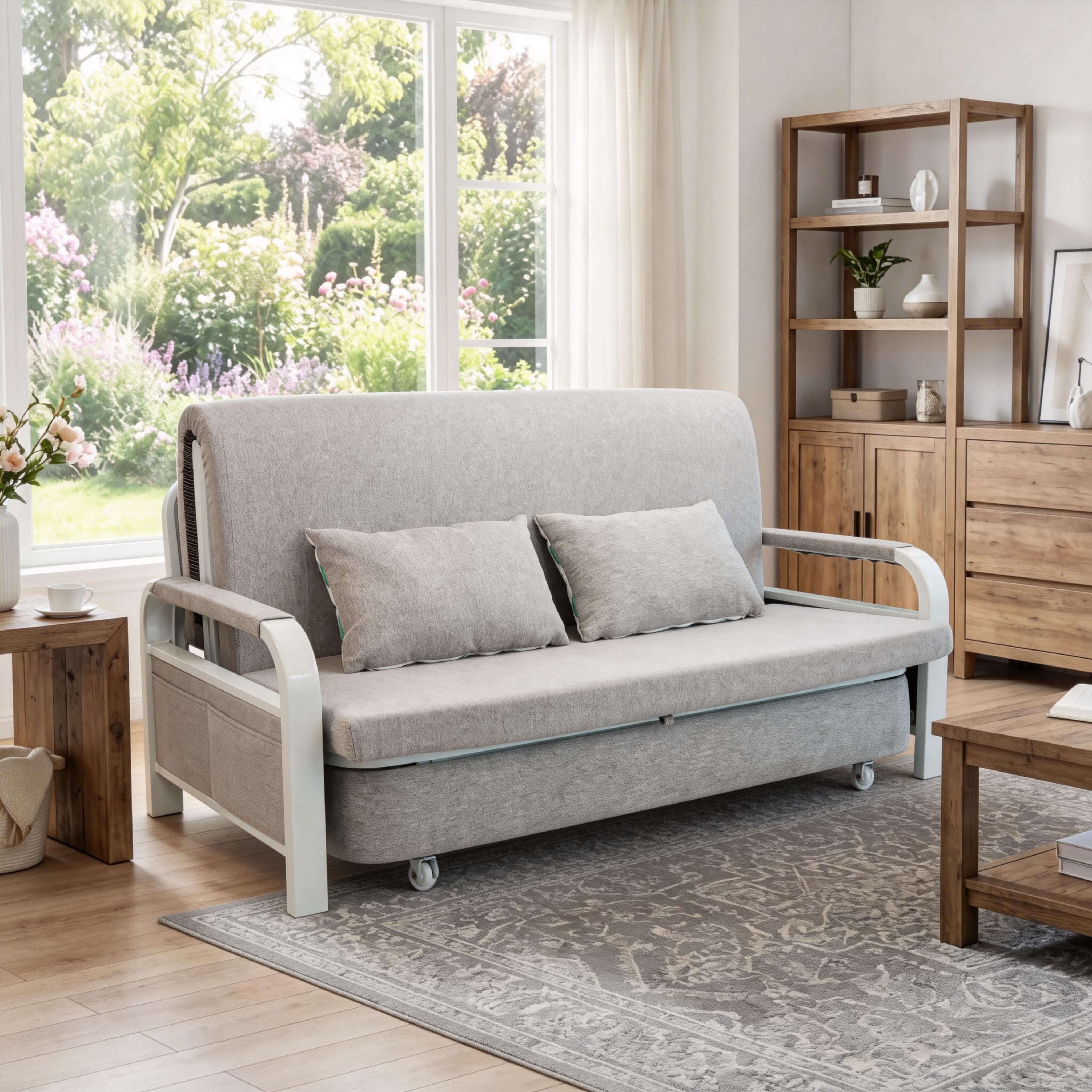 2 In 1 Sofa Bed Beneath Foldable Carbon Hidden Storage Sofa