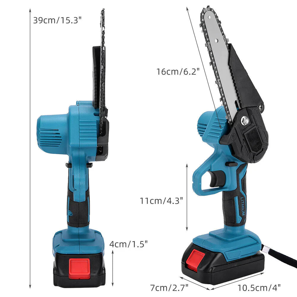 4"/6" Cordless Wood Cutter Chainsaw with 2x Power Batteries