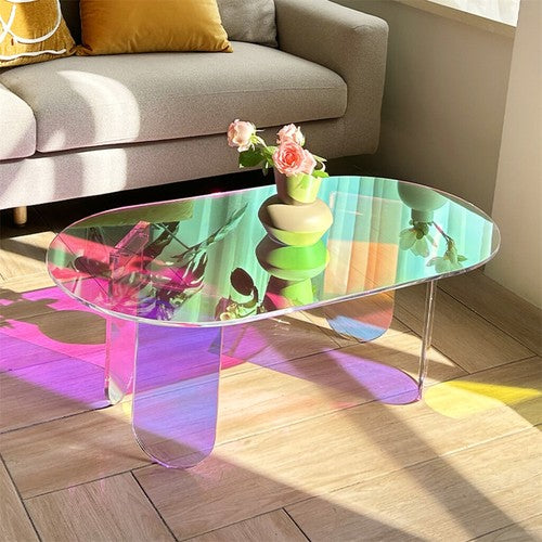Gorgeous Iridescent Acrylic Side Table Cool Rainbow Coffee Table