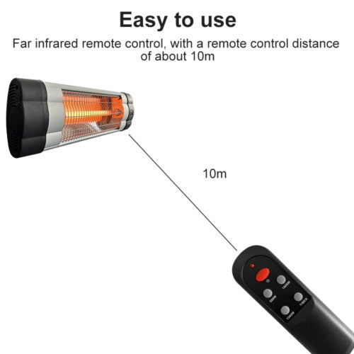 Infrared Electric Wall Heater Patio Bathroom Heat Waterproof Strip With Remote