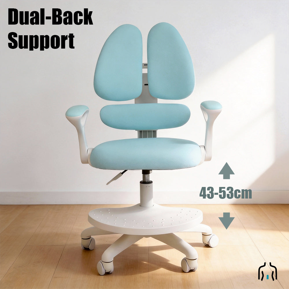 Kids Ergonomic Study Chair – Dual-Back Support, Adjustable Footrest, SGS Certified
