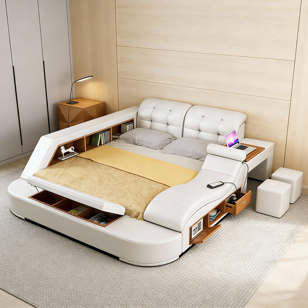 1.5m/1.8m Size Multifunctional Bed With Massage and Mattress