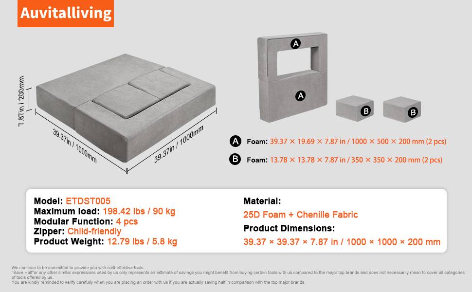 Auvitalliving Versatile Modular Block Sofa
