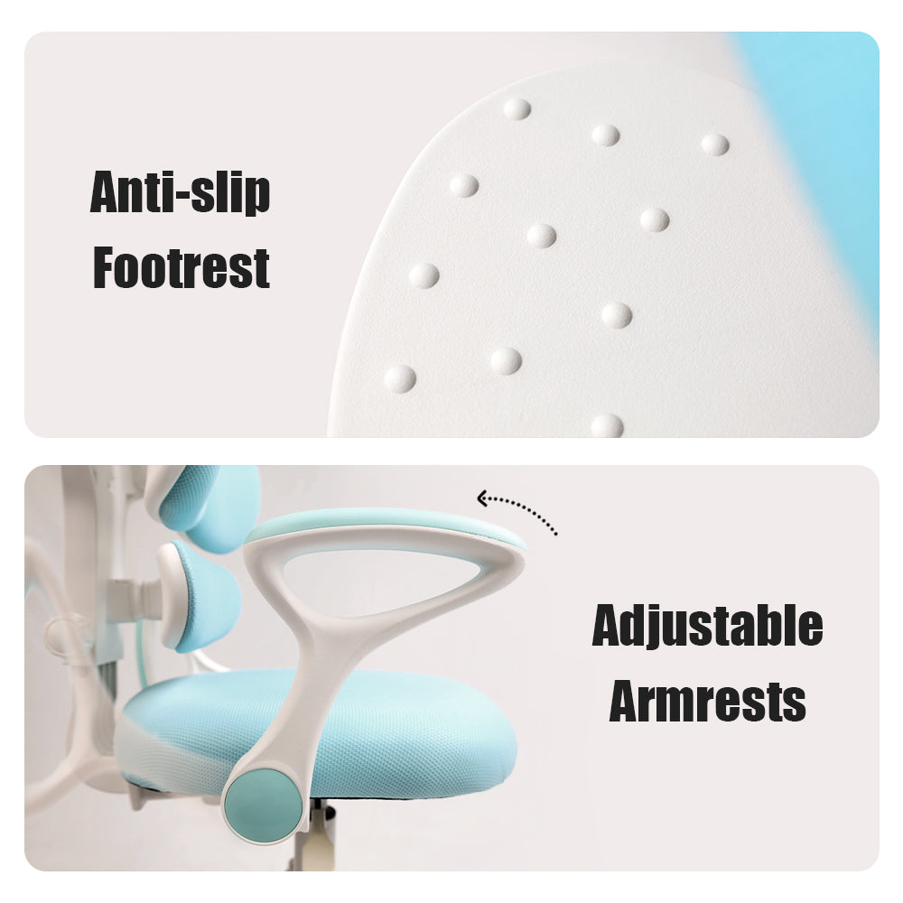 Kids Ergonomic Study Chair – Dual-Back Support, Adjustable Footrest, SGS Certified