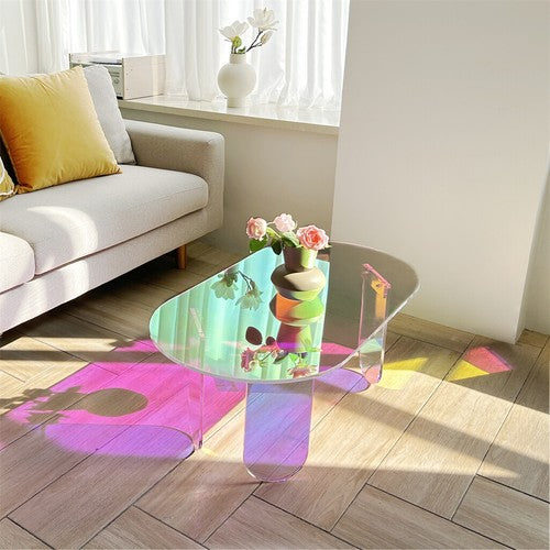 Gorgeous Iridescent Acrylic Side Table Cool Rainbow Coffee Table