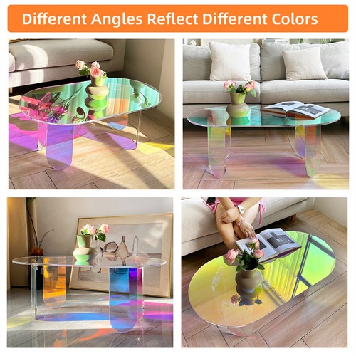 Gorgeous Iridescent Acrylic Side Table Cool Rainbow Coffee Table