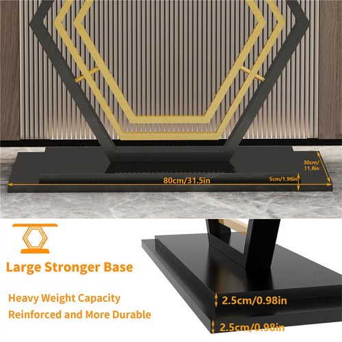 Solid marble console, entry table, hexagonal metal frame