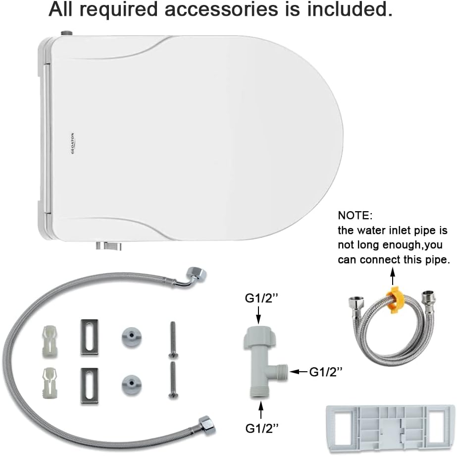 Non Electric Bidet Seat Toilet Seat with Self Cleaning Dual Nozzles Separated Rear & Feminine Cleaning Natural Water Spray, Soft Closed Toilet Seat, Easy DIY Installation (O Shape)