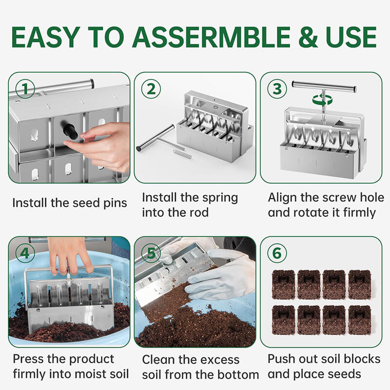 Cell Soil Block Maker with 3 Kinds Seed Pins