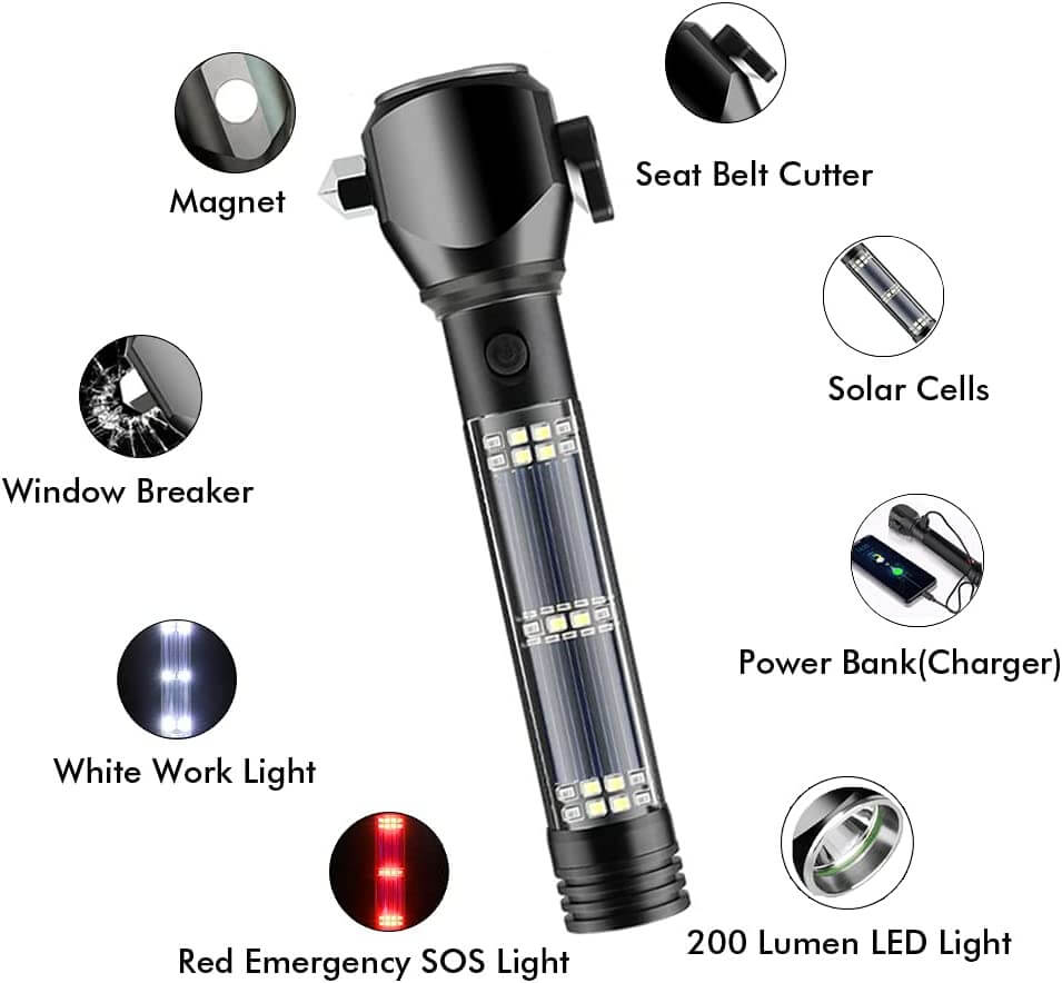 9 in 1 Emergency Solar Power Flashlight