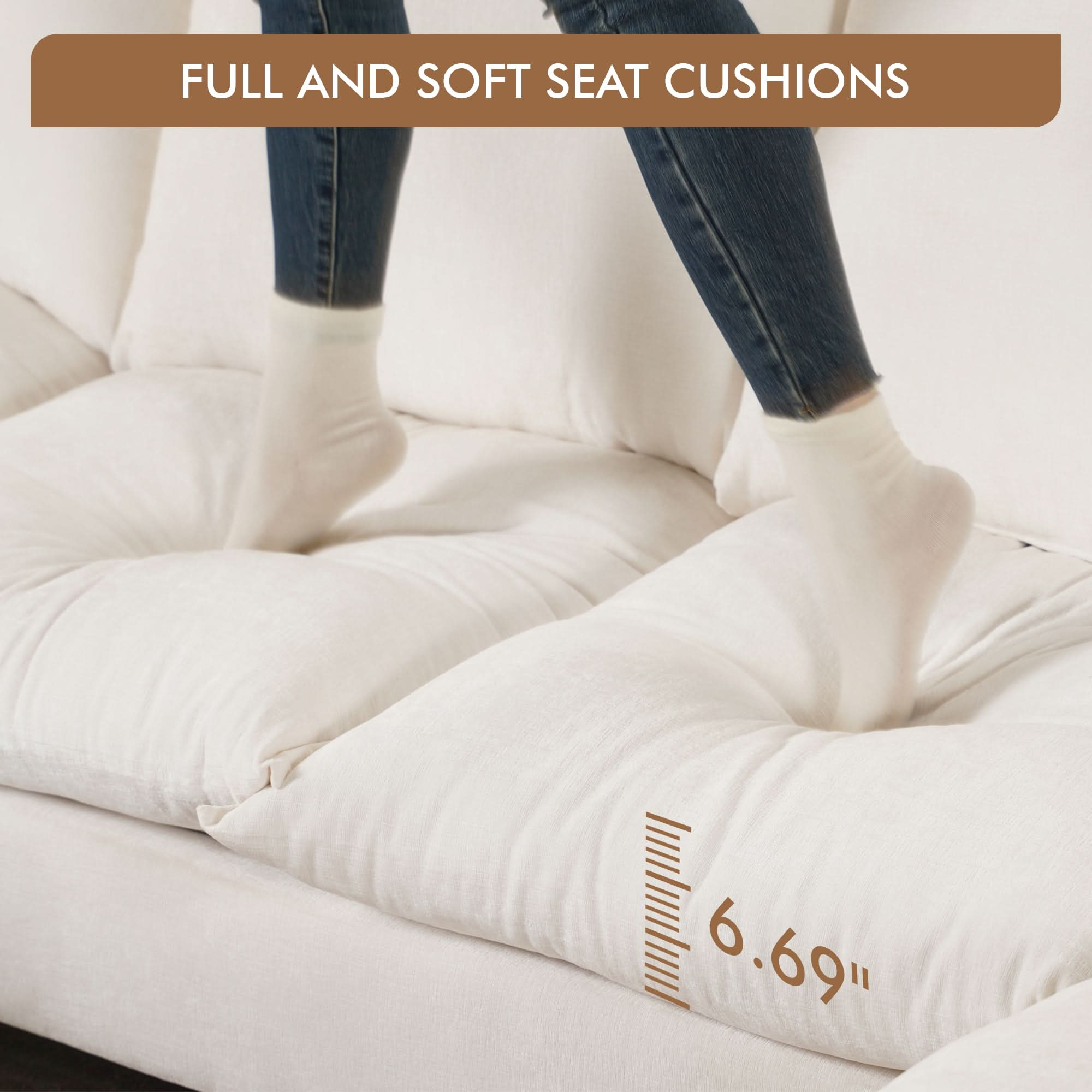 Modular Sectional Sofa Couch, U-Shaped Cloud Couches with Ottoman Chaise and Thick Cushions