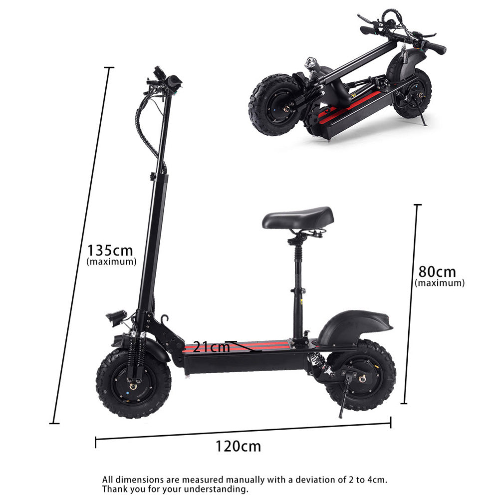 2000W Dual Motors 11-inch Electric Scooter - Black