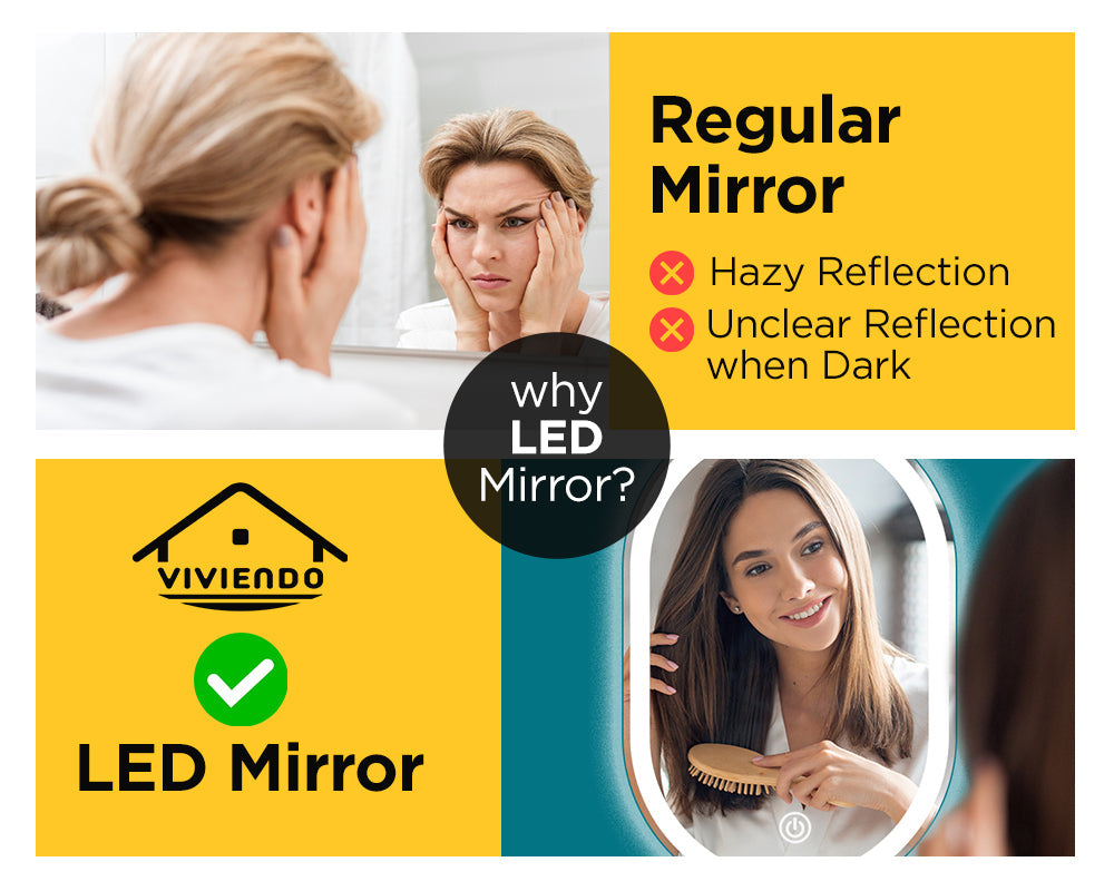 45cm x 100cm Oval LED Mirror Anti-Fog Wall Mounted Bathroom Vanity Dimmable LED Light with Touch Switch