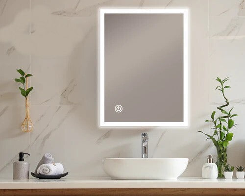 LED Bathroom Rectangular Vanity Mirror Light Dimmable Anti-Fog Wall Mounted Touch switch Mirror Light - 60 x 80cm