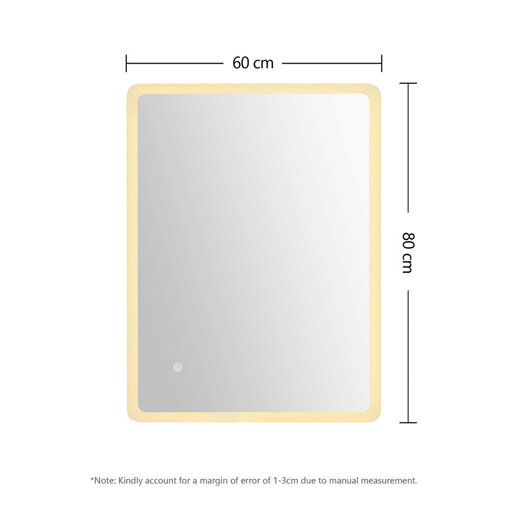 60x80cm Rectangular LED Wall Mirror Anti-fog Vanity Bathroom Mirrors