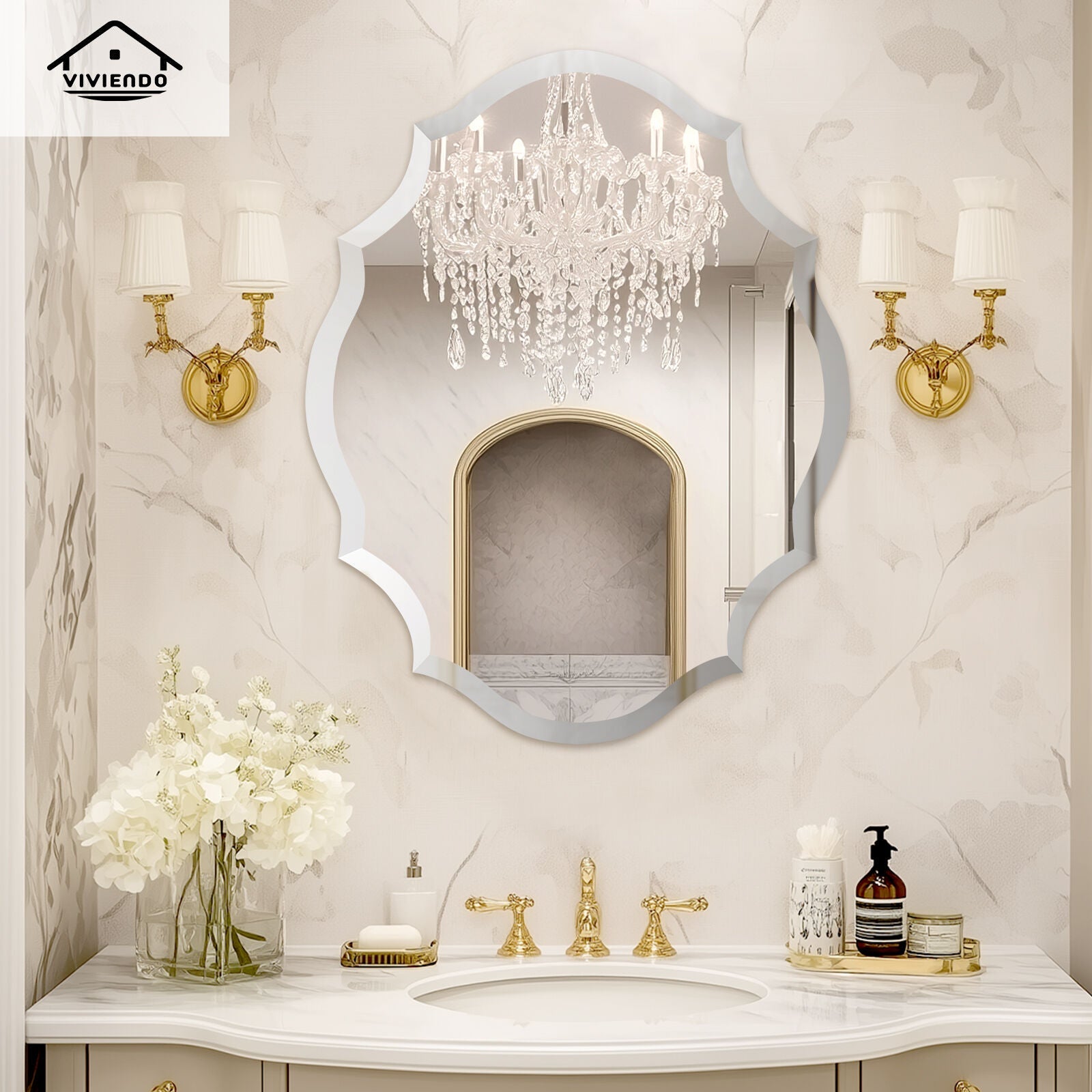 Wall Mirror 60x80cm Beveled Edge Mirrors Frameless Decorative