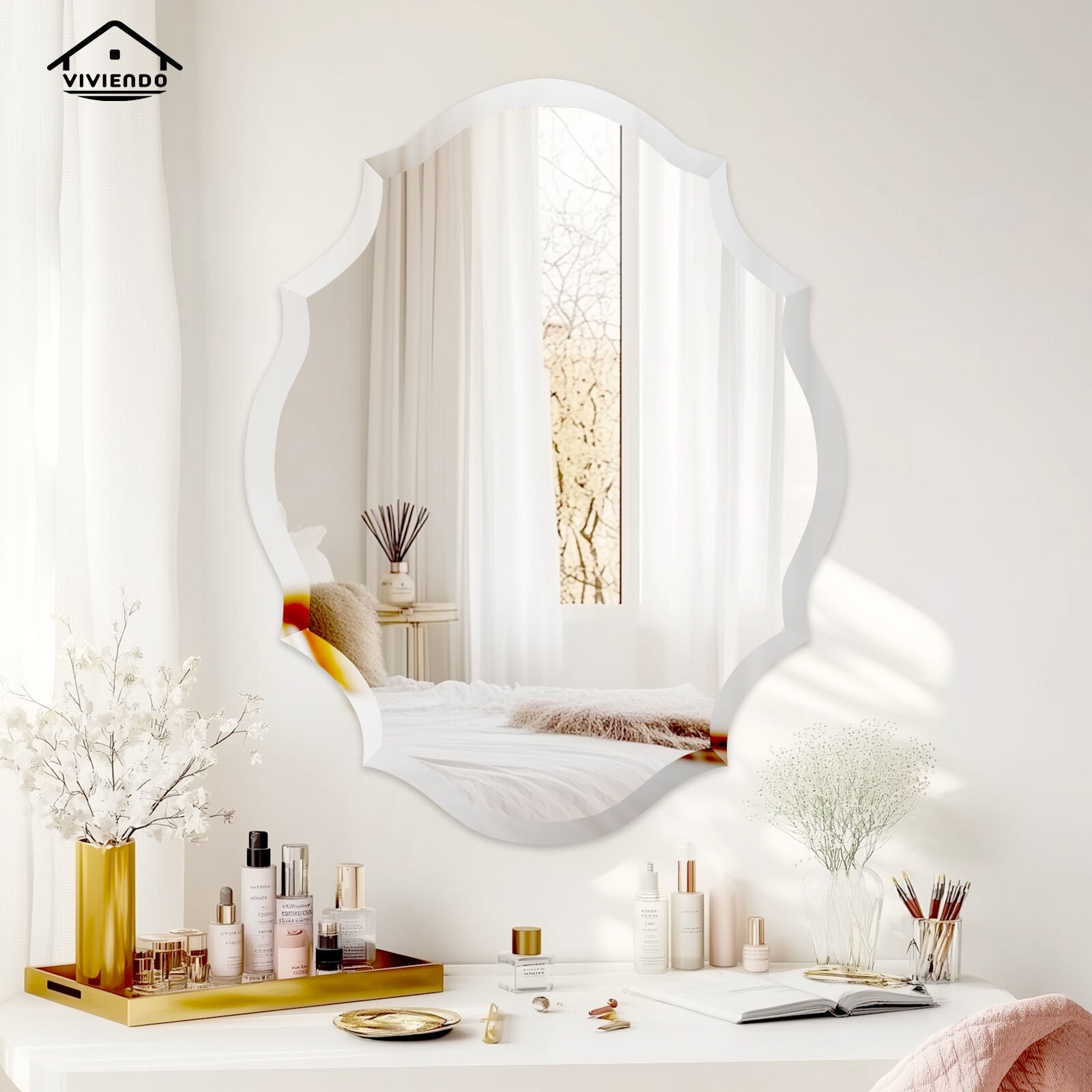 Wall Mirror 60x80cm Beveled Edge Mirrors Frameless Decorative