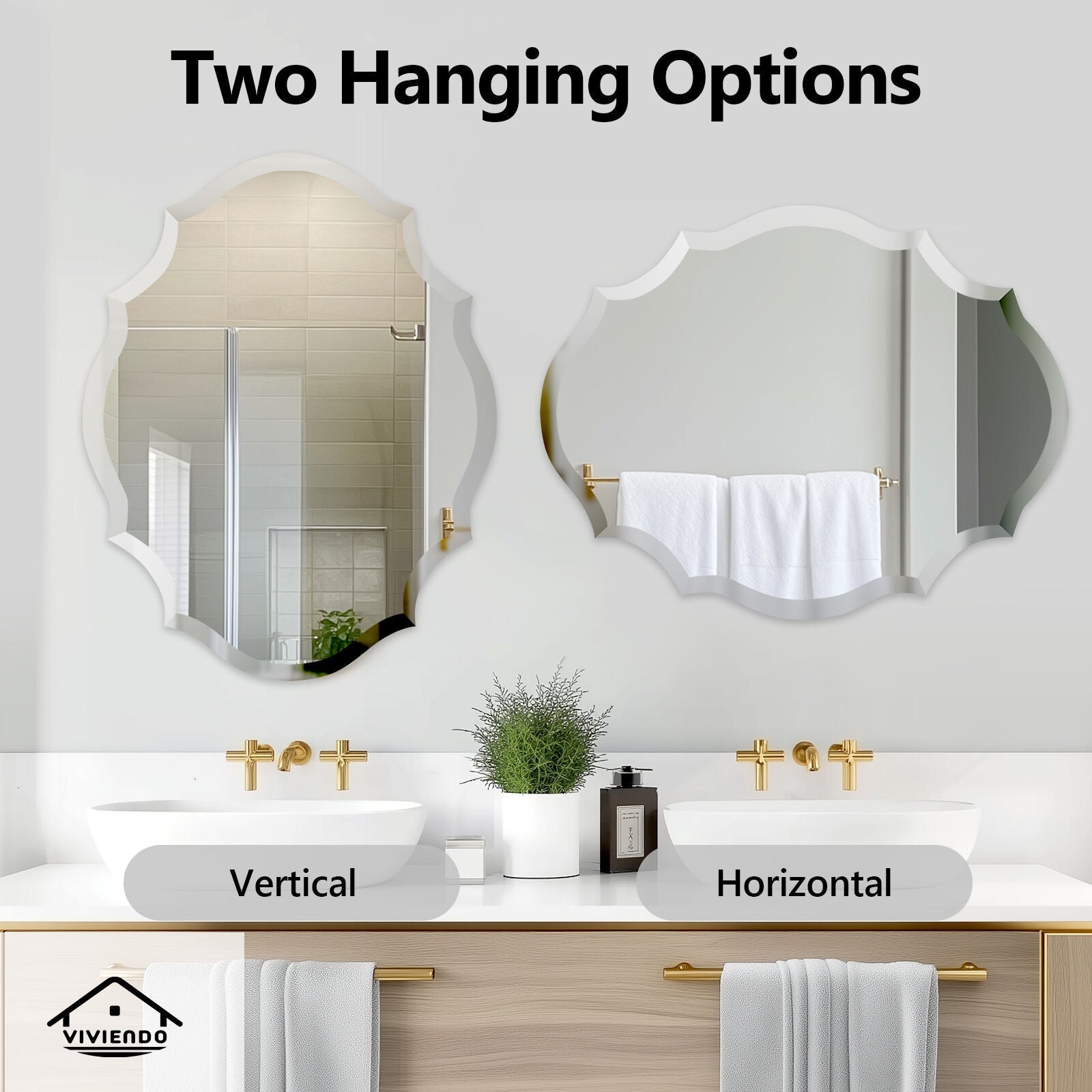 Wall Mirror 70x90cm Beveled Edge Mirrors Frameless Decorative