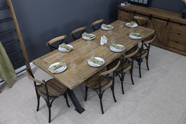 Lockhart 2.5m Dining Table & 8x Lockhart Dining Chairs - Made from recycled materials like metal, timber & hardware.