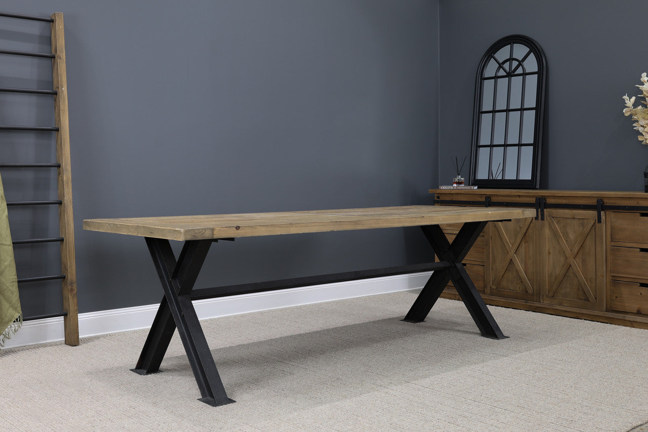 Lockhart 2.5m Dining Table & 8x Lockhart Dining Chairs - Made from recycled materials like metal, timber & hardware.