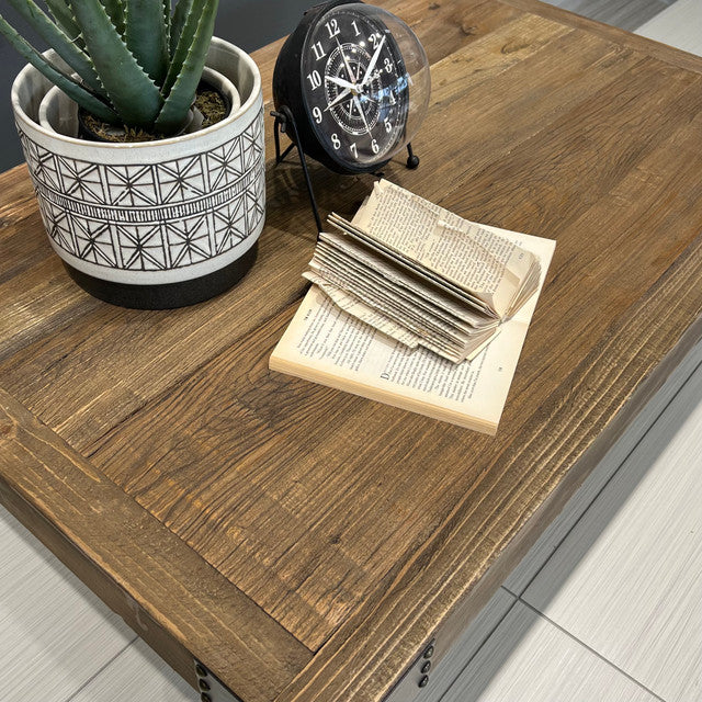 Hagrid Coffee Table with 4 wheels - Made from recycled materials including metal, wood and hardware